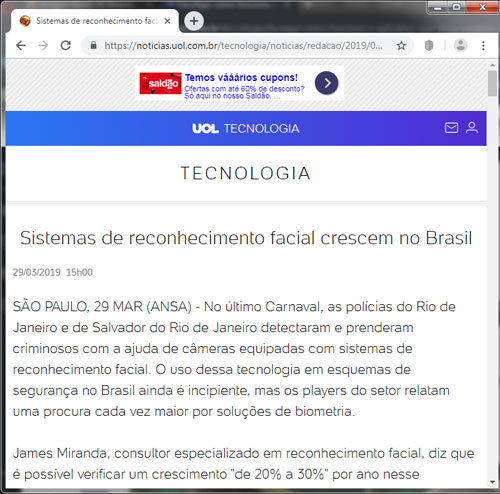 Sistemas de reconhecimento facial crescem no Brasil