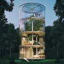 A incrível casa tubular de cristal construída em torno de uma árvore
