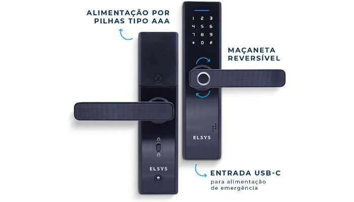  Fechadura Digital de Embutir com Biometria ESF-DE2000B