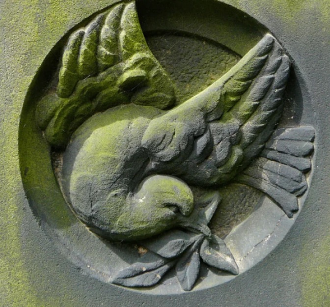emblema funerário pombo